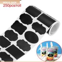 WFKIJG 250pcs/roll ครัว กระดานดำ ขวดแยม แท็กขวด ปากกามาร์กเกอร์ ป้ายกระดานดำ สติ๊กเกอร์ฉลาก