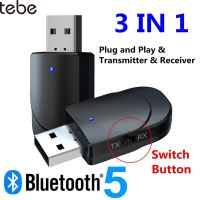 【Worth-Buy】 TebeUSB บลูทูธ5.0เสียง3 IN 1ไร้สาย3.5มิลลิเมตร Aux อะแดปเตอร์เสียงสเตอริโอสำหรับทีวีพีซีหูฟังรถ