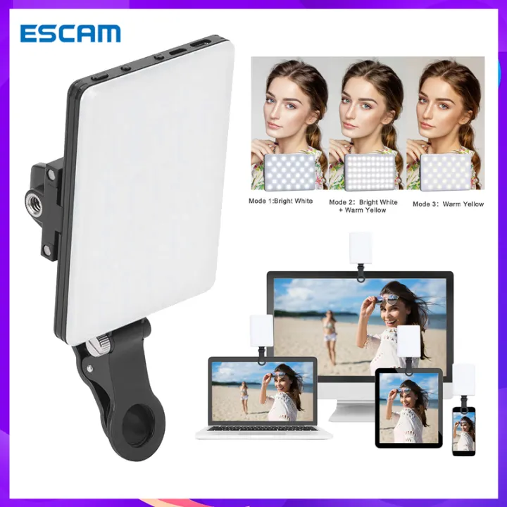 【Ready Stock】ESCAM Clip Ring Light Adjustable Clip Video Ring Light Photography Mobile Phone Selfie Ring Light For Laptop With Clip Ring Light Video Conference Laptop Ringlight Deamable Laptop Lights