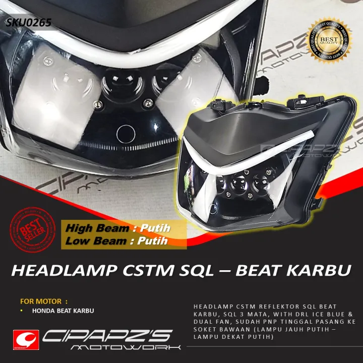 LAMPU HEADLAMP BEAT KARBU CSTM SQL 3 MATA PUTIHPUTIH Lazada Indonesia