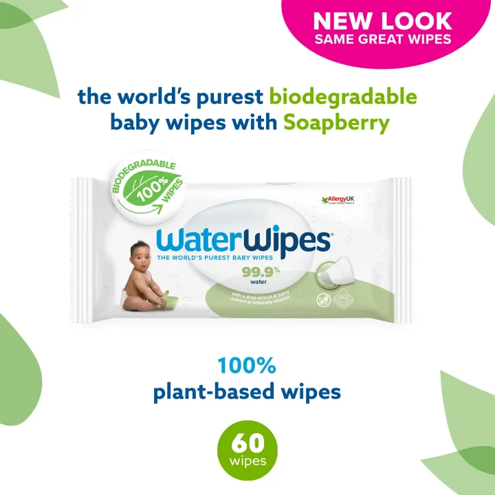 WATERWIPES World's Purest Baby Wipes Soapberry Toddlers 60pk (60