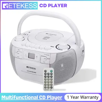 Retekess TR621 CD and Cassette Player Combo, Portable Boombox AM FM Radio,  Tape Recording, Stereo Sound with Remote Control, USB, Micro SD, for  Family(White) 