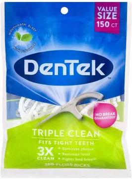 Dentek Triple Clean Floss Picks, No Break Guarantee, 150 Count, 3 Pack