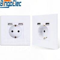 【CW】 Bingoelec New dual usb Wall Socket With Sensor Night Light Double USB 5V 2.1A Free Shipping EU Standard USB plug Socket