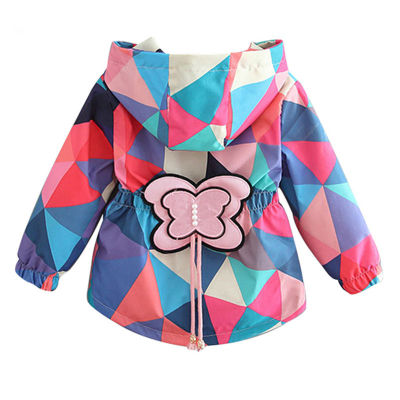 Baby girl clothes baby girl jacket 0-6 years old spring and autumn girls hooded windbreaker butterfly print jacket windbreaker