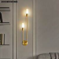 DOOMYHOME โคมไฟผนัง Led ที่ทันสมัยติดผนังสีทองสำหรับทางเดินห้องนั่งเล่นข้างเตียงนอนไฟกำแพงภายในอาคารกำแพงฉากหลัง