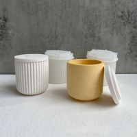 【YP】 Round Covered Candle Cup Gypsum Silicone Mold Storage Glue Resin