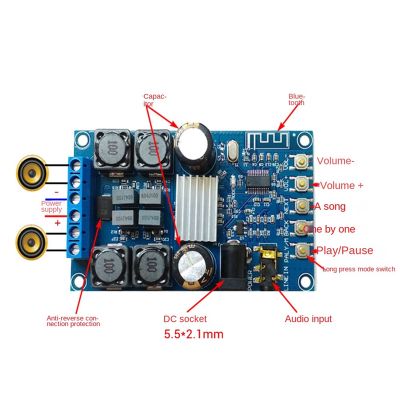ZK-502B Bluetooth Digital Amplifier Board with Case 50Wx2 Dual-Channel Stereo Audio Amplifier No Sound DC4.5-27V