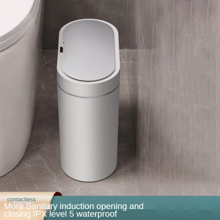 ถังเก็บถังขยะอัจฉริยะอัติโนมัติ7-8l-j05ถังเก็บของทรงแคบห้องครัวห้องน้ำห้องส้วมอิเล็กทรอนิกส์สำหรับห้องนอนกันน้ำถังขยะ