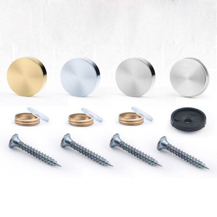 4pcs-304-stainless-steel-decorative-nail-mirror-fixing-screws-plastic-washers-flat-advertisement-nail-fittings-steel-screw-cover-nails-screws-fastene