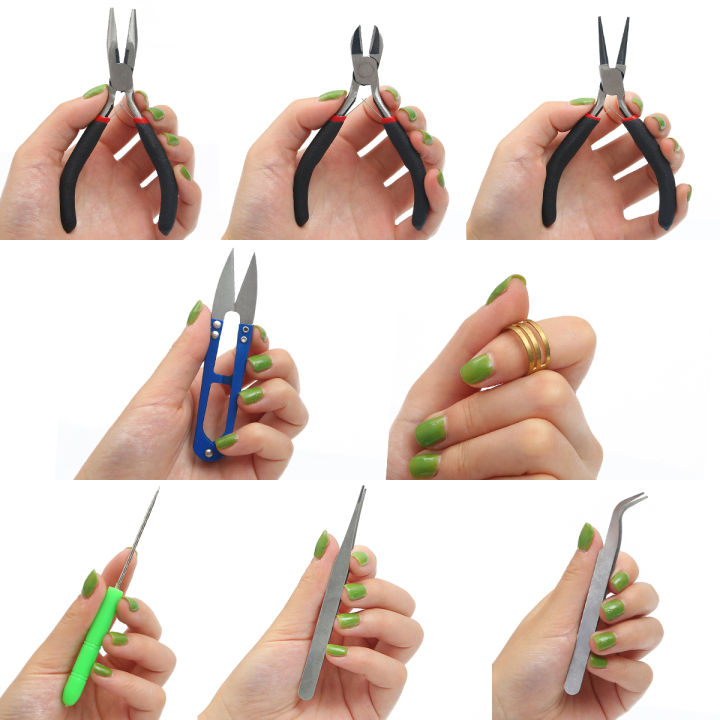 8pcs/set Jewelry Making Tool Kits Pliers Set With Round Nose Plier Side  Cutting Pliers Wire Ring Tweezers