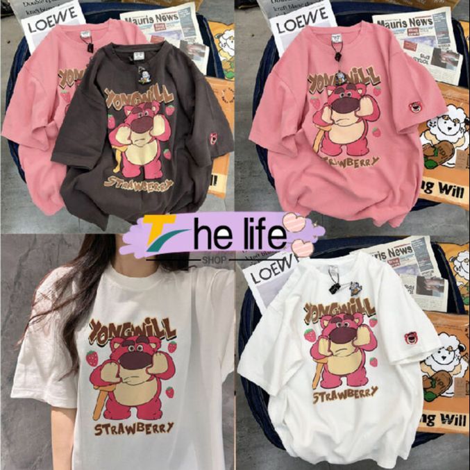 the-life-shop-เสื้อยืดแขนสั้นผู้หญิง-oversize-ลาย-น้องหมี-toy-ชมพู-shirt-เสื้อวัยรุ่นเสื้อผ้าแฟชั่นคอกลม