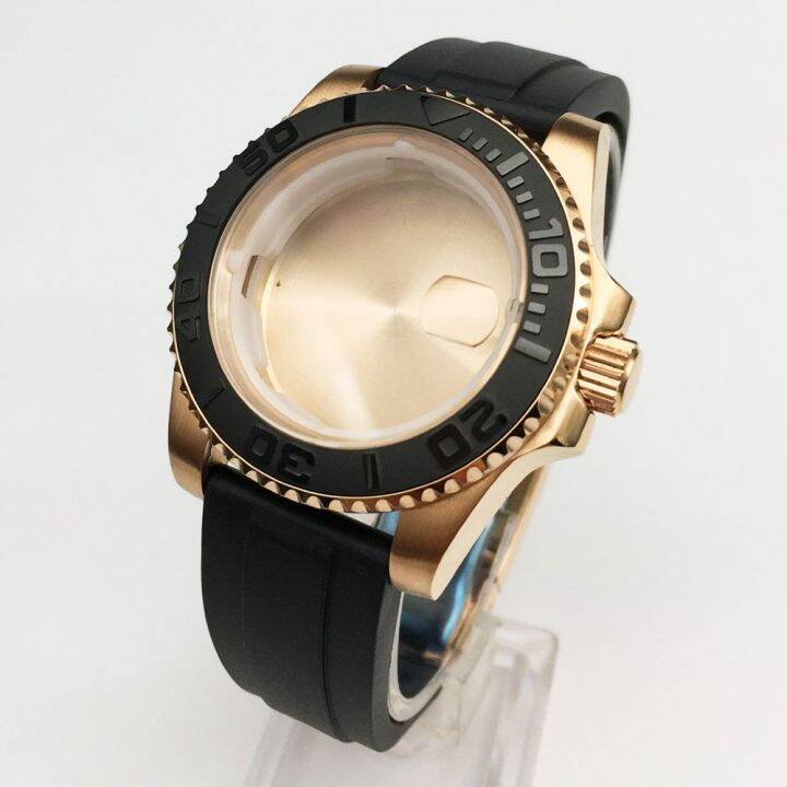 40mm-rose-gold-pvd-watch-case-fit-nh35-36-mingzhu-dg2813-3804-miyota-8215-8205-rubber-strap-retrofit-accessories