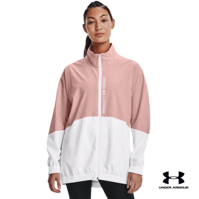 Under Armour UA Womens Woven Oversized Full-Zip Jacket อันเดอร์ อาร์เมอร์ เสื้อออกกำลังกาย สำหรับเพศหญิง