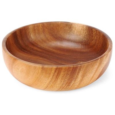 9.5 Inch Wood Bowl, Wooden Salad Bowl, Large Wood Bowl for Food, Fruits, Salads and Decoration