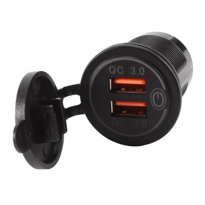 12V 36W Quick Charge 3.0 Dual USB Car Charger USB Fast Charger with Switch for Boat Motorcycle Truck Sedan