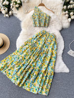 SINGREINY Women Summer Floral Sets y Tank Tops+ Long Print Long Skirt Design Beach Suit Holiday Elastic Waist Two Piece Set