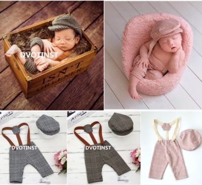 ☍ jiozpdn055186 Dvotinst newborn fotografia adereços bebê meninos roupas suspensórios calças chapéu cavalheiro conjunto traje estúdio tiro foto prop