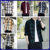 CODDian Zhen Ready Stock baju lelaki Mens Style Lapel Plaid Shirt Versatile Youth Trend Long Sleeve Shirt Run Volume Spring Blouse LZ003