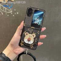 Rikey For OPPO Find N2 Flip mobile phone case folding screen portable hanging ring case cartoon lion luxury cute