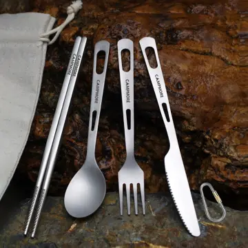 Pure Titanium Fork Spoon Set Portable Cutlery Set Outdoor Cutlery Set