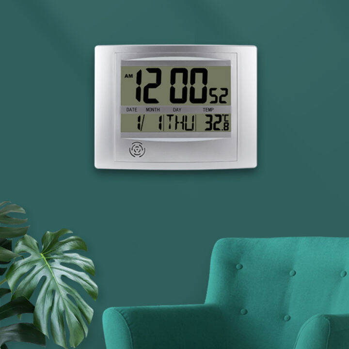 Digital Wall Clock Atomic Desk Alarm Large Display Battery Operated