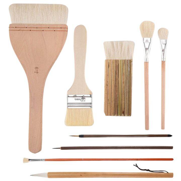 9 Pcs Paint Brushes Set Different Shapes Glaze Brushes for Pottery