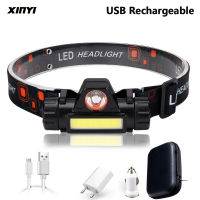 USB port frontal headlamp flashlight Head Light lamp Rechargeable 2modes COB +XPE powerful with battery Lamp Torches running