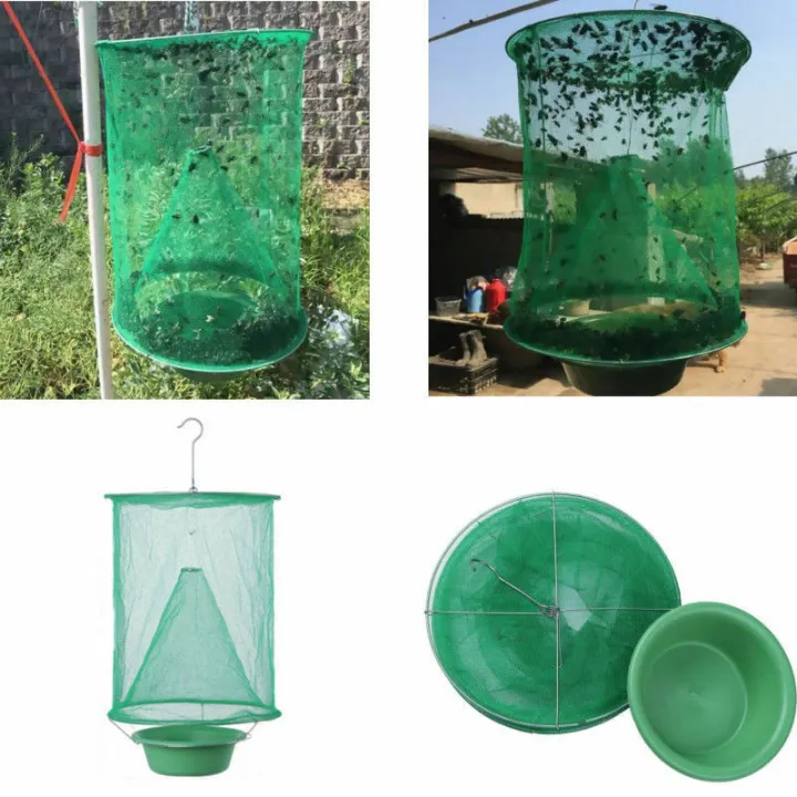 35pcs-ranch-fly-trap-with-bait-tray-hanging-reusable-flay-catcher-cage-for-indoor-outdoor-parks-restaurants-farms-pest-control
