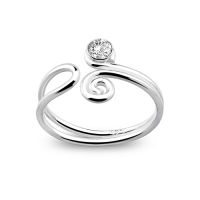 Silver thai Silver Spiral with Single Crystal Design Toe Ring , เกลียวเงินพร้อมแหวนนิ้วเท้าดีไซน์คริสตัลเดี่ยว