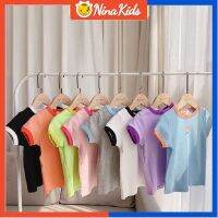 NINAKIDS 1-6ปีหญิงสีลูกกวาดฤดูร้อนเสื้อยืดผ้าฝ้ายเสื้อแขนสั้นทารก