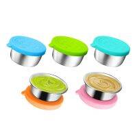 Salad Dressing Container 50 Ml, Small Stainless Steel Spice Container with Silicone Lid, Leak-Proof Dip Container