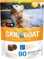 VetIQ Skin and Coat (90 Soft Chew) Treats for Dog Health &amp; Wellness Supplements Various Formulas &amp; Benefits healthy heart ผิวหนังและขนให้แข็งแรง สุนัข หมา