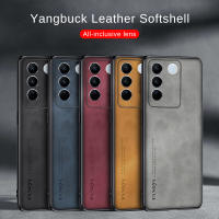 เคสหนัง Lambskin สำหรับ Vivo V27 V27 Pro ปกป้องเลนส์แบบเต็มรูปแบบ Coque Vovi V27Pro V 27 VivoV27 VivoV27Pro ผิวแกะ Pelindung Mata ฝาครอบ