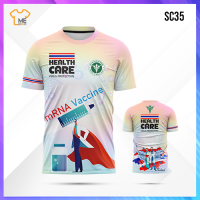 เสื้อกีฬา เสื้อวิ่ง พิมพ์ลาย “SC.35 HEALTH CARE” พิมพ์ลายลงเนื้อผ้า ซักไม่ลอกสีไม่ตก ใส่สบาย