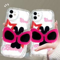 Mrhaha เคสครีม + ที่หนีบแว่นกันแดดสำหรับ Realme C53 C35 C17 C15 C11 5 5S 5i 6i 8i C33 C20 C55 C30 C25Y C25 C25s C12น่ารักกระต่ายดาวสีแดงอุปกรณ์เสริมที่สวยงามซิลิโคนใสใสป้องกันพร้อมสต็อก