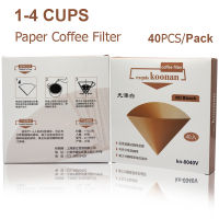 กระดาษกรองกาแฟ Koonan ทรงกรวย สีขาว สำหรับถ้วยกรอง 1-4 ถ้วย (40 ชิ้น /กล่อง)