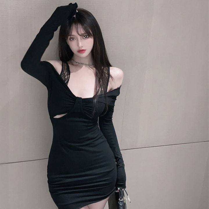 mini-dress-แขนยาวกระโปรงสั้นสุดแส่บ-เดรสสายฝอ