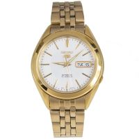 Karnvera Shop Seiko 5 Sports Automatic นาฬิกาข้อมือผู้ชาย Men Watch Gold/White สายสแตนเลส  รุ่น SNKL26K1