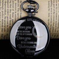 【Women Watch】 To My Girlfriend Design Quartz Pocket Watches Smooth Black Pocket Watches Collection Present For Women Lady Girl Souvenir