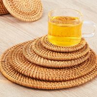 【CW】☂◎  Placemat Coasters Table Mats Round Rattan Coaster Bowl Padding Insulation Placemats