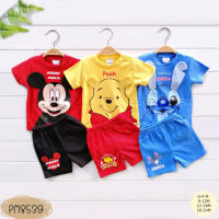 ชุดเซต เสื้อ-กางเกงขาสั้น(3ชุด) ลาย Mickey pooh stich สติช หมีพูห์