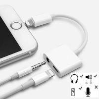 สายฟ้า 3.5 มิลลิเมตรอะแดปเตอร์เสียงสำหรับ iPhone 7 8 7 บวก Splitter หูฟัง 2 ใน 1 สายช่องรับสัญญาณเสียงตัวแปลงสำหรับ IOS 12