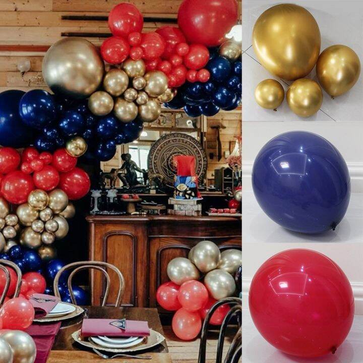 「koko party supplies」 18/12/10/5inch Metallic gold red Dark blue Latex