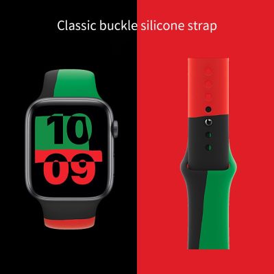 ▧☎❀ Silikonowy pasek do zegarka 38/40mm4 2/44mm odpowiedni do paska do zegarka Apple Watch123456 czerwony zielony czarny pasek do zegarka iwatch