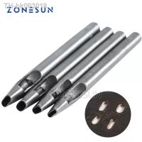☍㍿ ZONESUN 4pc/Set leather hole punches DIY Ellipse Hollow Punch Tool LeatherCraft Watch Belt Handwork Hole Cutting Steel Puncher
