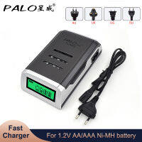 PALO LCD Quick Charger พร้อมช่องเสียบ4ช่องจอแสดงผล LCD เครื่องชาร์จแบตเตอรี่อัจฉริยะสำหรับ Aaaaa NiCd NiMh แบตเตอรี่แบบชาร์จไฟได้