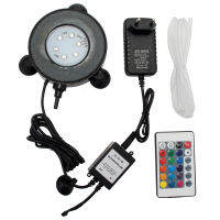 Europe Plug RGB Aquarium Round light Spotlights Garden Pond Pool Increase Oxygen Fish Tank Air Stone Bubble Light + 24Key Remote