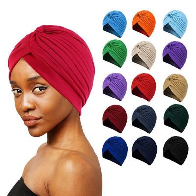【CC】ஐ  New Ruffle Turban Ladies Soft Headscarf Streetwear Female Muslim Hijab Hats Cancer Chemo Cap Turbante