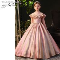 ✕✣ ivhefd Pink Dresses elegante princesa vestido de baile para crianças festa aniversário arco simples até o chão primeira comunhão